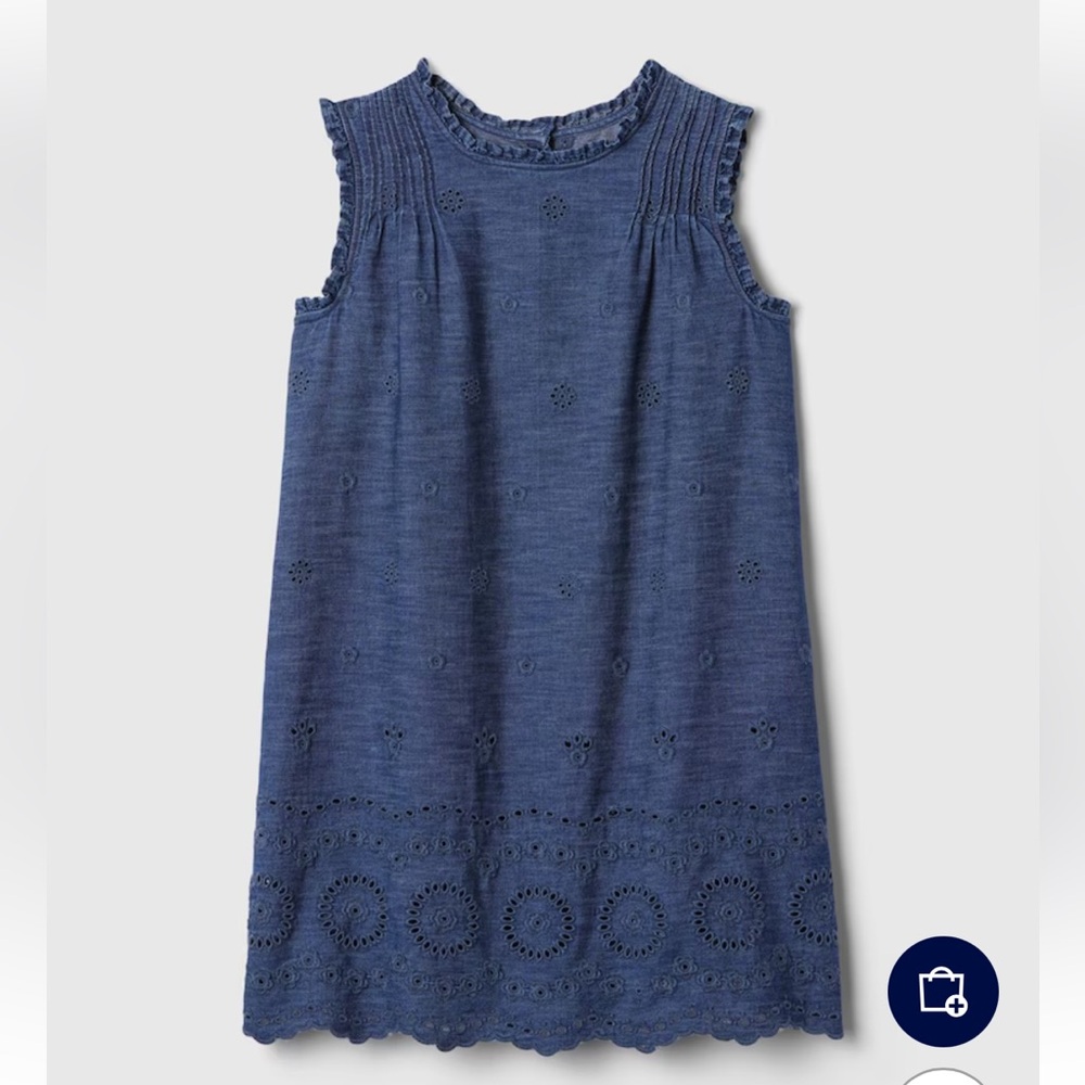 GAP x DOEN Blue Denim Sleeveless Eyelet Girls Dress